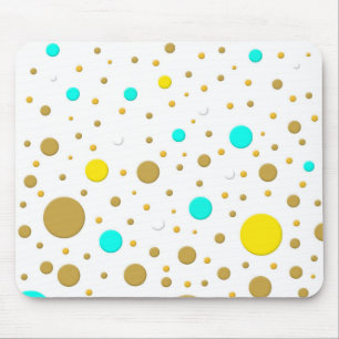 Modern Dots Turquoise Yellow White Gold Fun Design Mouse Pad