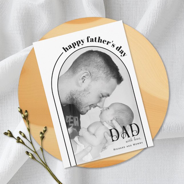 Modern double arch Happy Father's Day photo Holiday Card (Creator Uploaded)