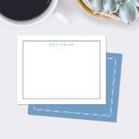 Modern Double Border Light Blue Stationery