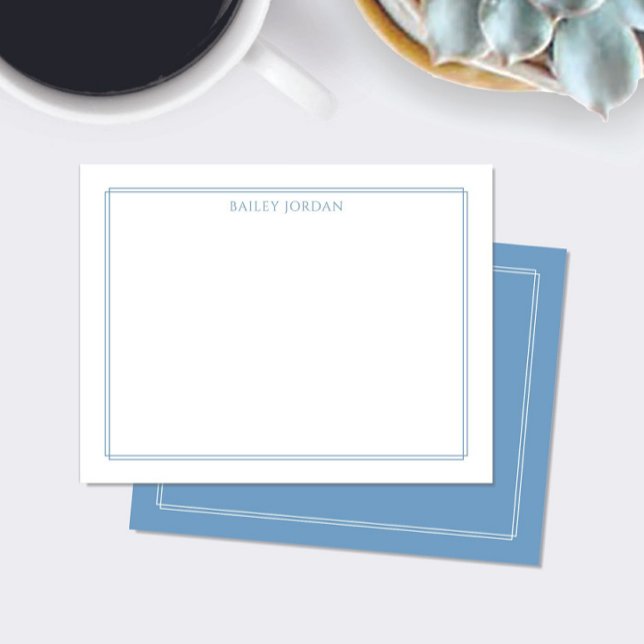 Modern Double Border Light Blue Stationery Card (Creator Uploaded)