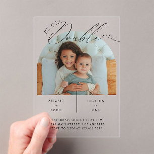 Modern Double Celebration Photo Birthday Party Acrylic Invitations