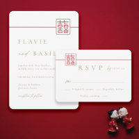 Modern Double Happiness Chinese Wedding RSVP