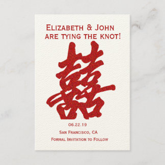 Modern Double Happiness Save the Date