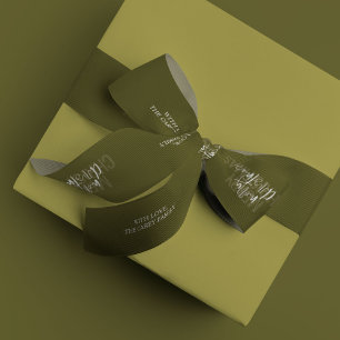 Modern Double Merry Christmas Green Customisable Satin Ribbon