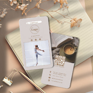 Modern Double Sided Instagram Photo Elegant Beige Business Card