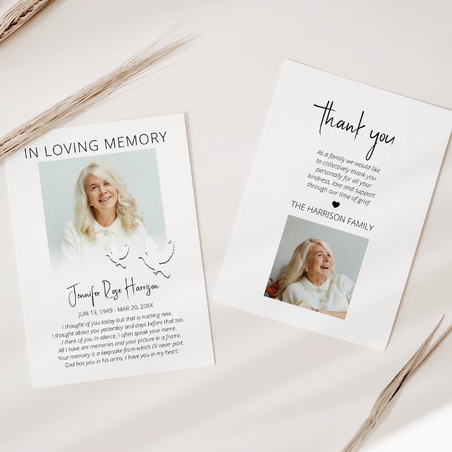 Modern Double Sided Photo Funeral Thank You Card (Creator Uploaded)