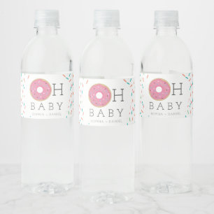 Modern Doughnut Baby Shower Water Bottle Labels