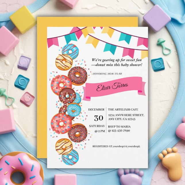 Modern Doughnut Baby Sprinkles Baby Shower Invitation (Creator Uploaded)