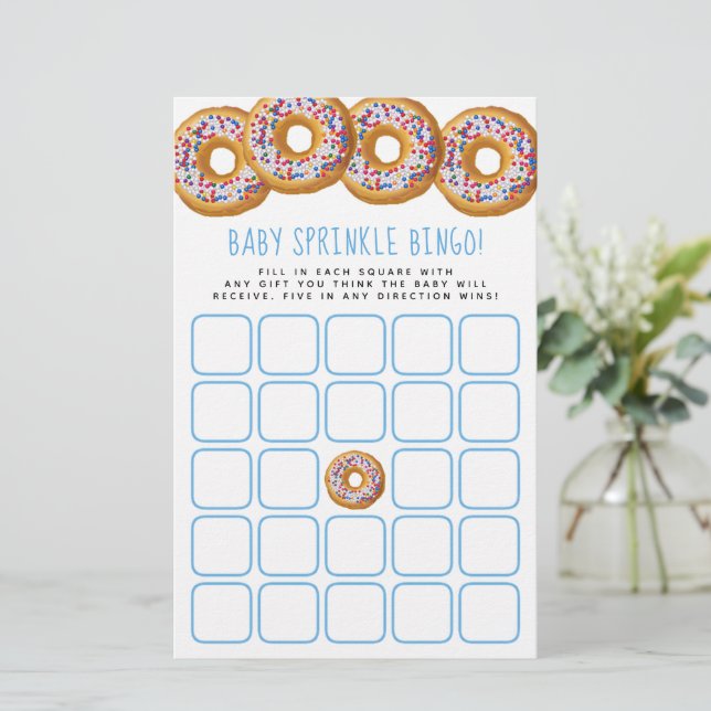 Modern Doughnut Boys Baby Shower Sprinkle Bingo (Standing Front)