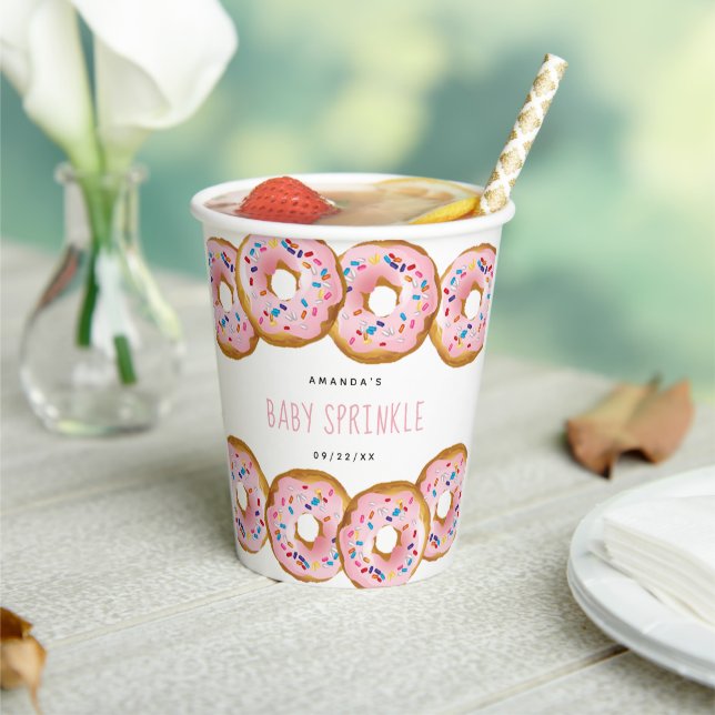 Modern Doughnut Girls Baby Shower Sprinkle Paper Cups (Insitu)