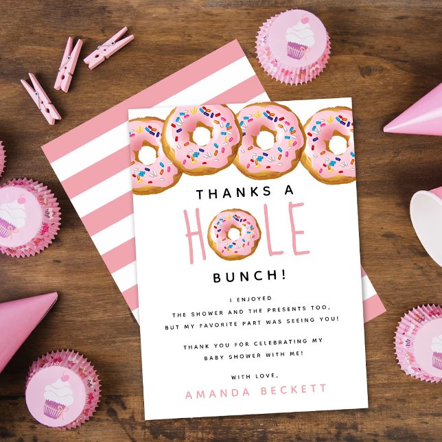 Modern Doughnut Girls Baby Shower Sprinkle Thank You Card (Creator Uploaded)