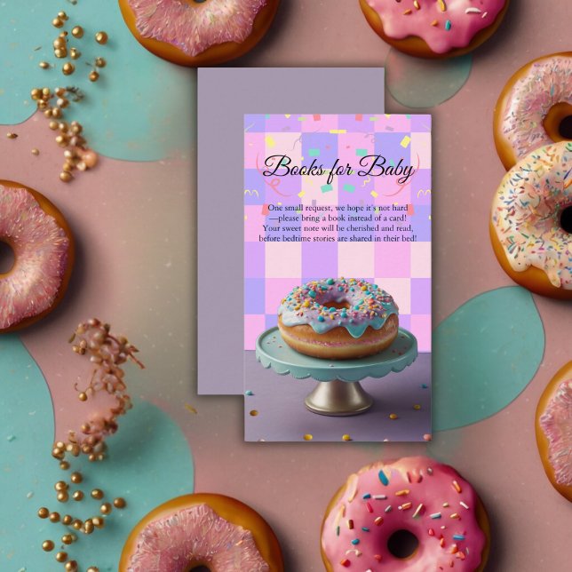 Modern Doughnut Sprinkles Chequered Baby Shower Enclosure Card (Creator Uploaded)