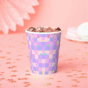 Modern Doughnut Sprinkles Chequered Baby Shower Paper Cups