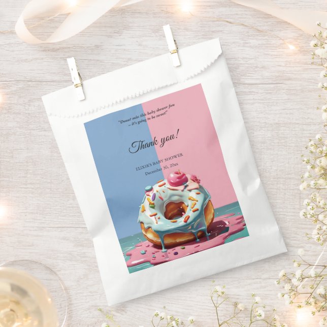 Modern Doughnut Sprinkles Gender Neutral Baby Show Favour Bags (Clipped)