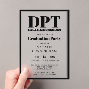 Modern DPT Doctor of Physical Therapy Graduation Acrylic Invitations
