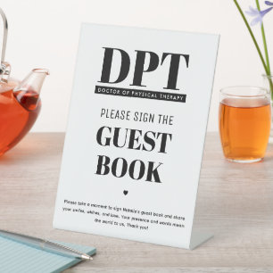Modern DPT Graduation Party Guest Book Pedestal Sign