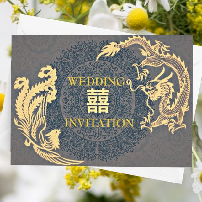 Modern Dragon-Phoenix Chinese Wedding Invitation (Creator Uploaded)