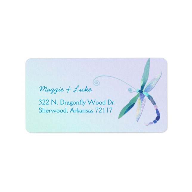 Modern Dragonfly Wedding Return Address Labels (Front)