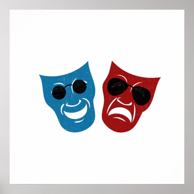 Modern Drama Masks Sunglasses Theater Art Poster (Front)