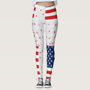 Modern drawing USA Flag on a blue background Leggings