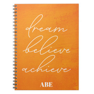 Modern Dream Believe Inspirational Monogram Notebook