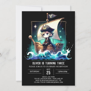 Modern Dreamy Pirate Birthday Invitation
