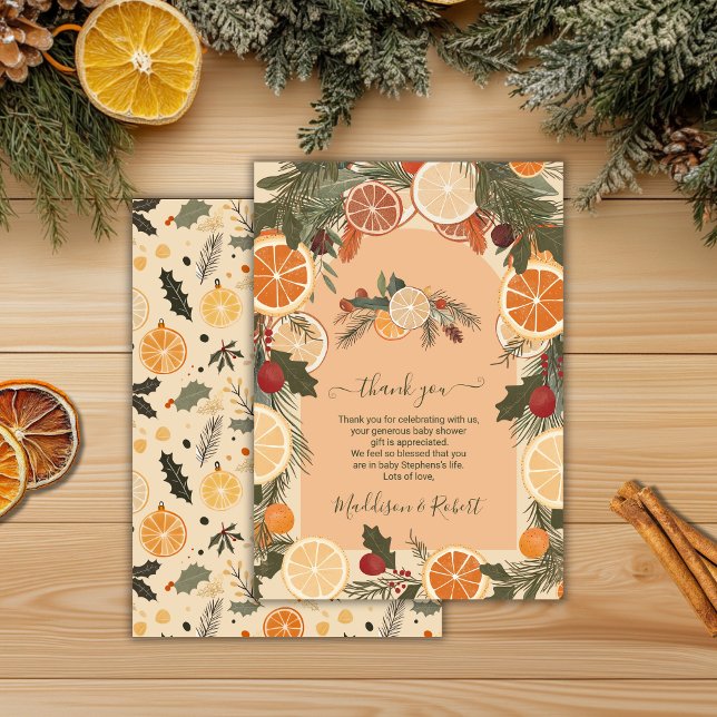 Modern Dried Citrus Winter Baby Shower  Thank You Card (Creator Uploaded)