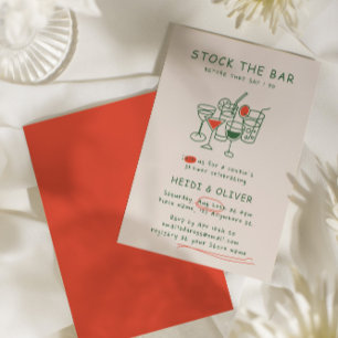Modern Drink Sketch Stock The Bar Couples Shower Invitation