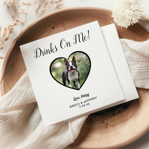 Modern Drinks On Me Photo Pet Wedding Napkin