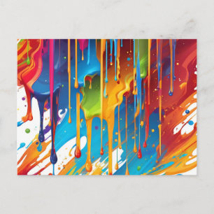 Modern Dripping Paint Postcard