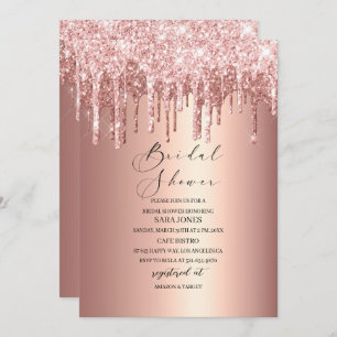 Modern Dripping Rose Gold Bridal Shower Invitation