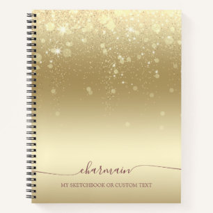 Modern Drips Gold Glitter Sketch Notebook