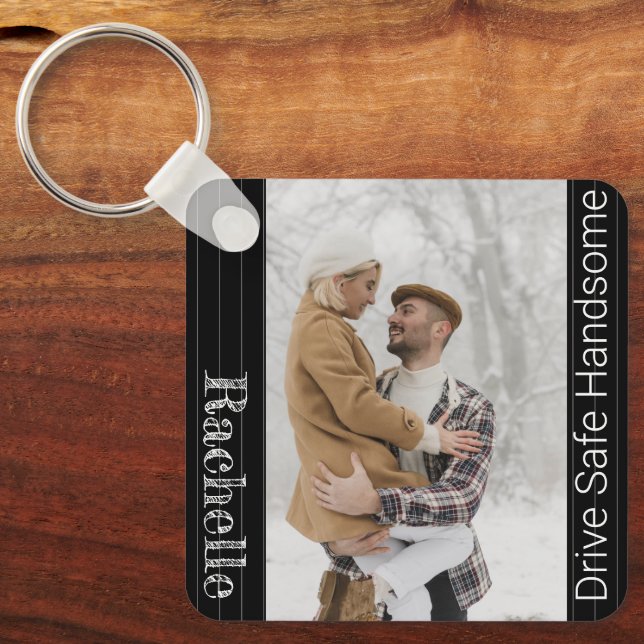 Modern Drive Safe Gift To Husband Boyfriend Key Ring (Front)