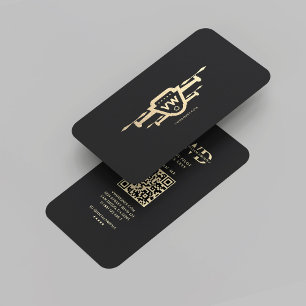 Modern Drone Operator Black Gold Monogram Business Card