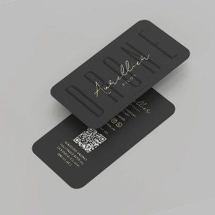 Modern Drone Pilot Black Gold Professional  Business Card