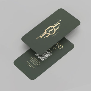 Modern Drone Pilot Monogram Green Gold  Business Card