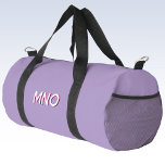 Modern Drop Shadow Monogram Initials Lilac Duffle Bag<br><div class="desc">Modern minimalist monogram initial design which can be changed to personalise. White on a lilac purple background with a dark cherry pink 3D effect drop shadow. Stand out from the crowd with this eyecatching stylish personalised design.</div>