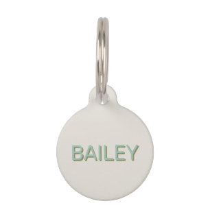 Modern drop shadow name contact blue off white pet tag