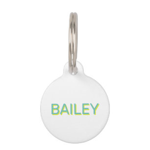 Modern drop shadow name contact teal green white pet tag