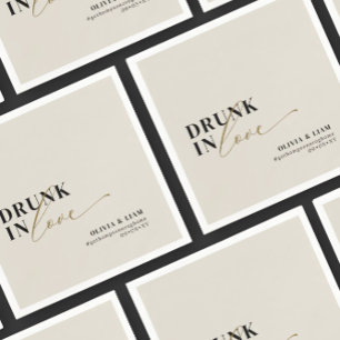 Modern Drunk In Love Beige Taupe Wedding  Napkin