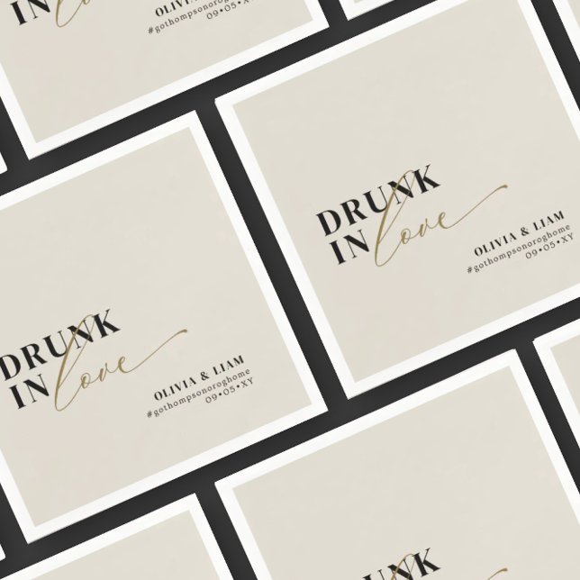 Modern Drunk In Love Beige Taupe Wedding  Napkin (Creator Uploaded)