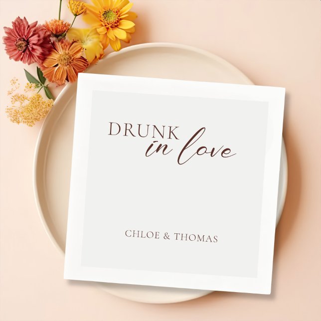 Modern "Drunk in Love" Napkins for Wedding Bar (Creator Uploaded)