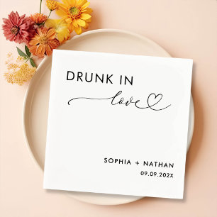 Modern Drunk In Love Personalised Wedding Napkin