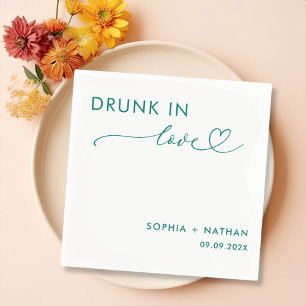 Modern Drunk In Love Personalised Wedding Napkin