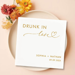 Modern Drunk In Love Personalised Wedding Napkin