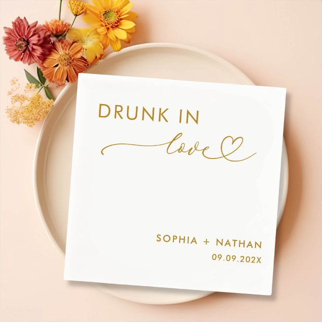 Modern Drunk In Love Personalised Wedding Napkin (Creator Uploaded)