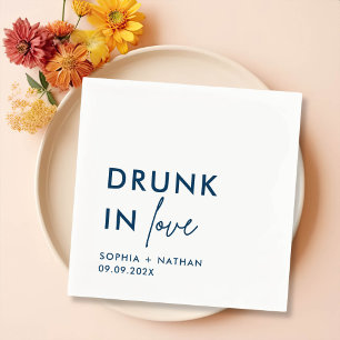 Modern Drunk In Love Personalised Wedding Napkin
