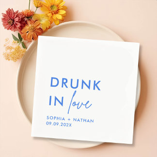Modern Drunk In Love Personalised Wedding Napkin