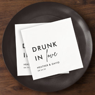 Modern Drunk In Love Personalised Wedding Napkins