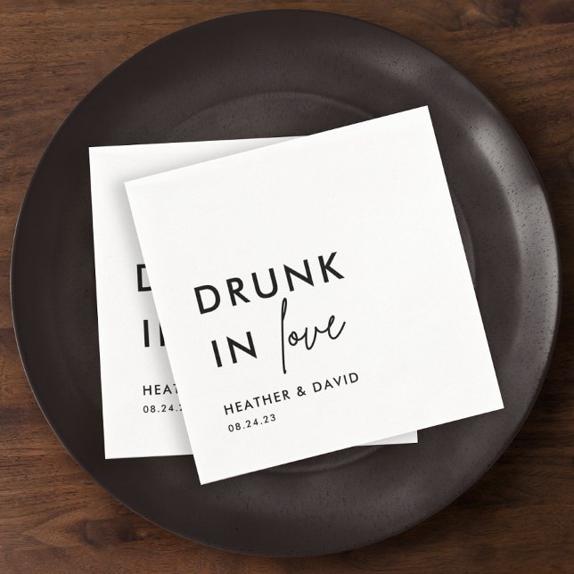 Modern Drunk In Love Personalised Wedding Napkins (Creator Uploaded)